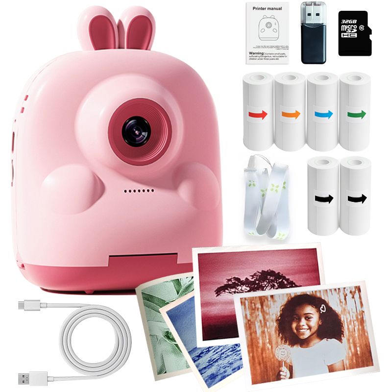 4 Colour Instant Print Camera, Kids Gifts for Girls, Dual Lens HD and 1080p