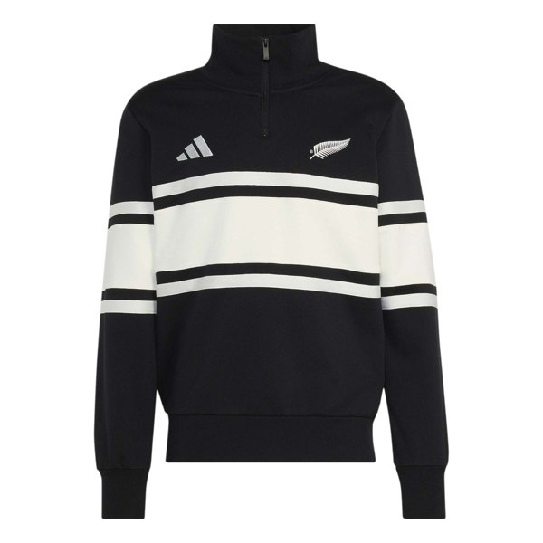 adidas Men's All Blacks Leisurewear Quarter Zip Sweatshirt - Black/White