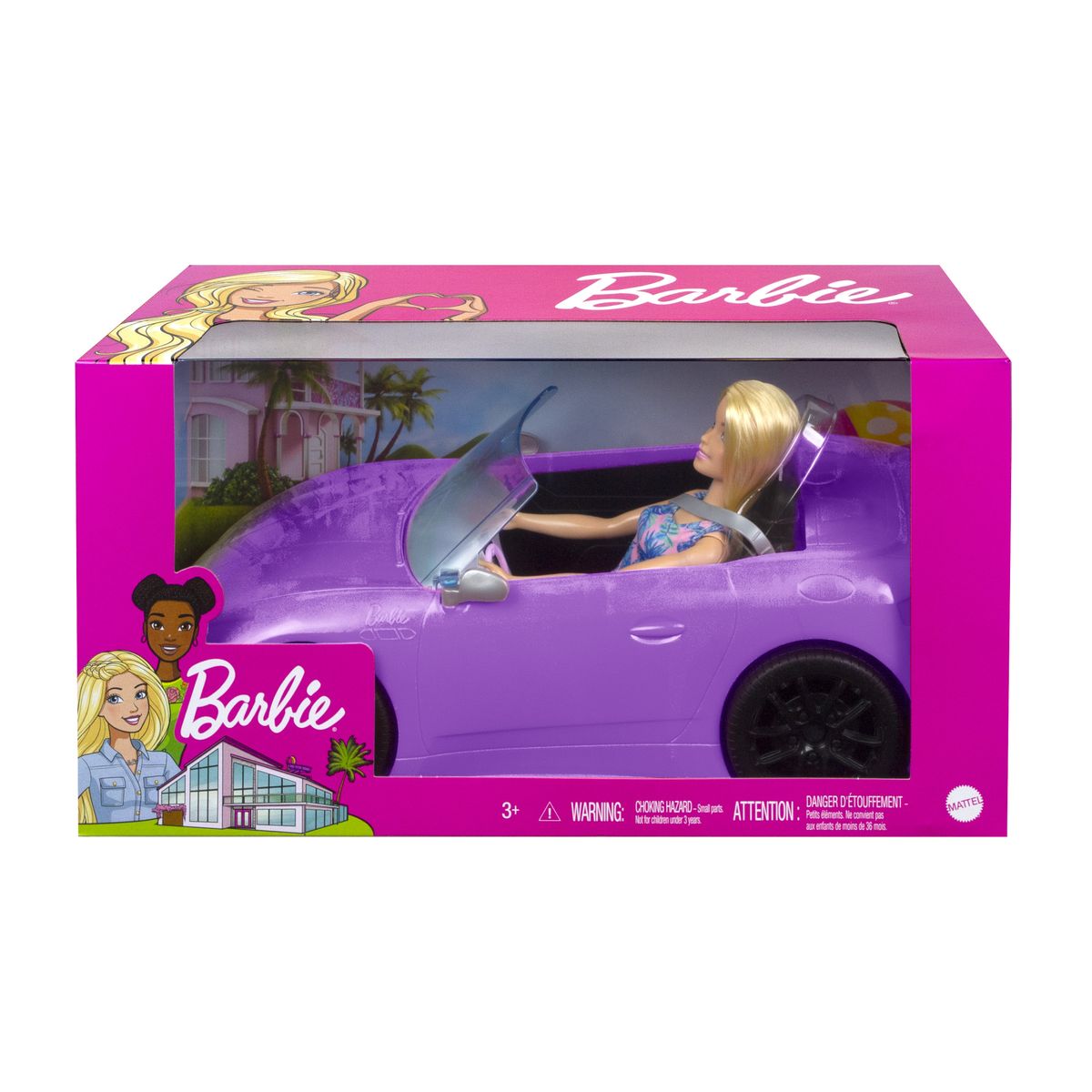 Barbie Doll ( Blonde) & Purple Convertible Car
