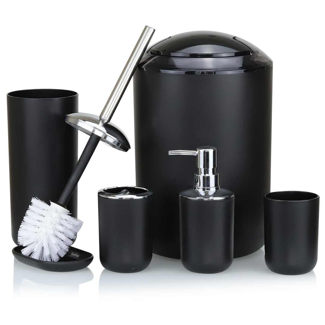 Bathlux Bathroom Accessories Set - 6 Piece - Black