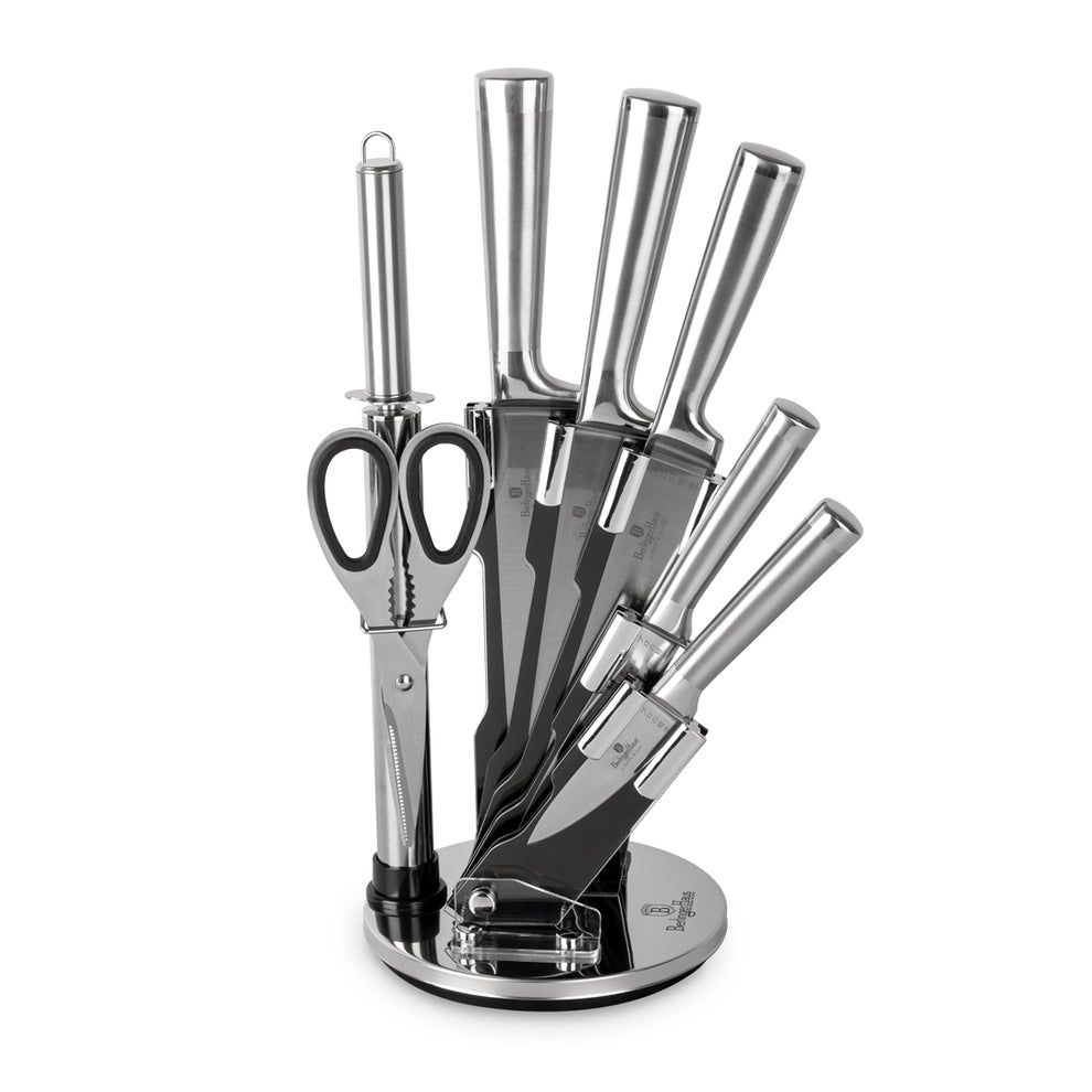 Berlinger Haus 8-Piece Knife Set with Acrylic Stand - Silver