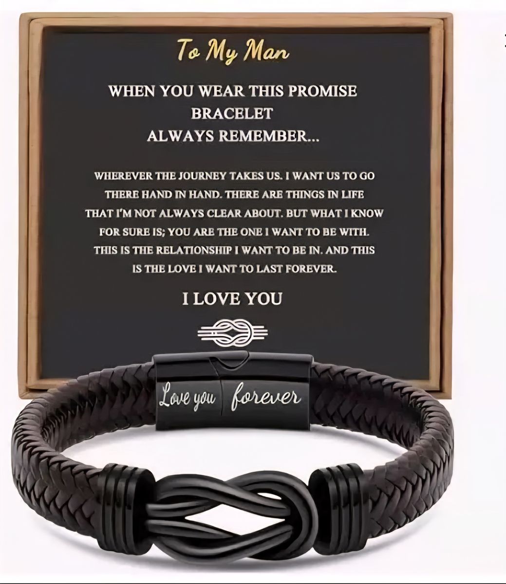 Bltunoed Men's bracelet,Brown Braided Leather,Forever Linked - A Blessing for Your Loved One 1