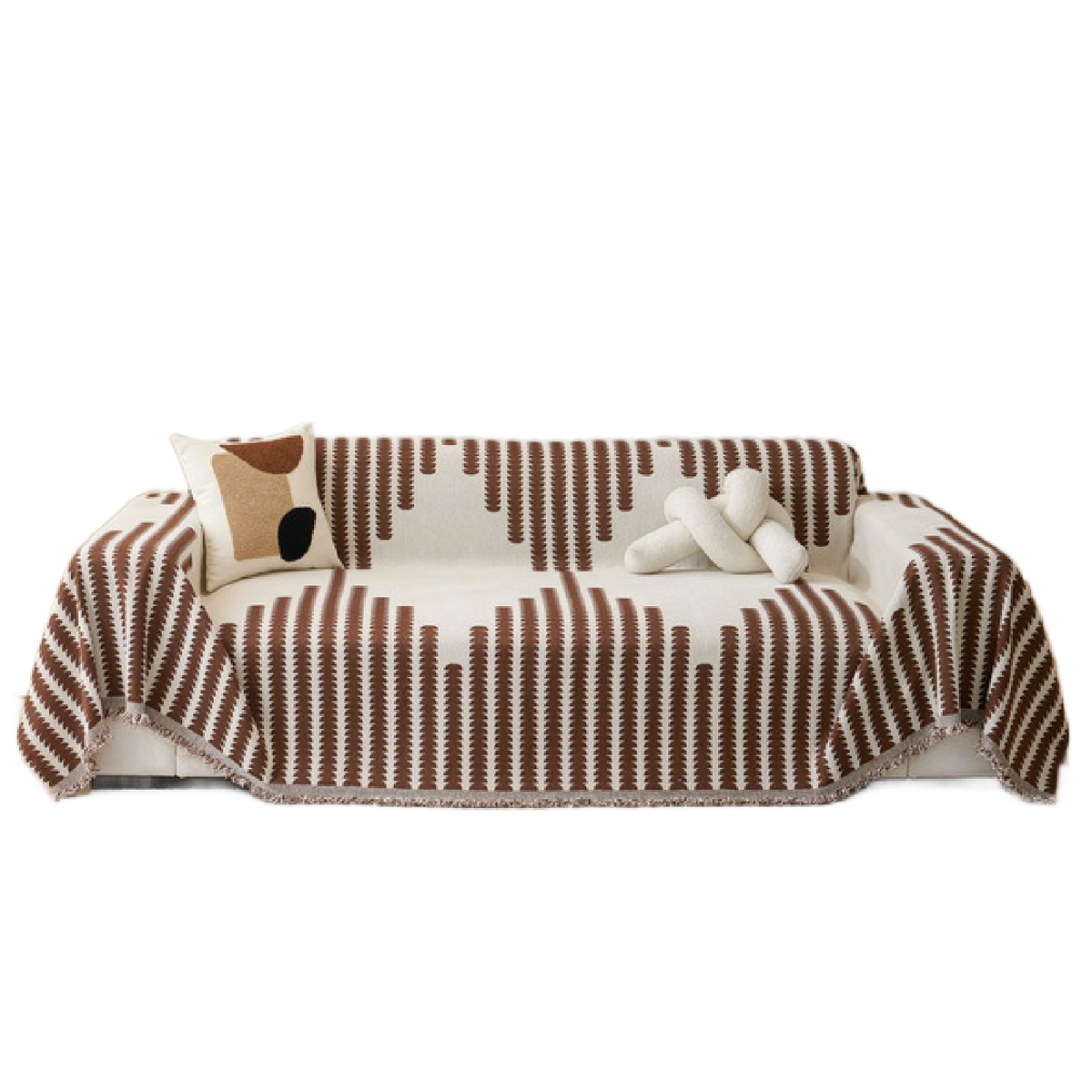 Chenille Couch Throw & Sofa Cover - Brown