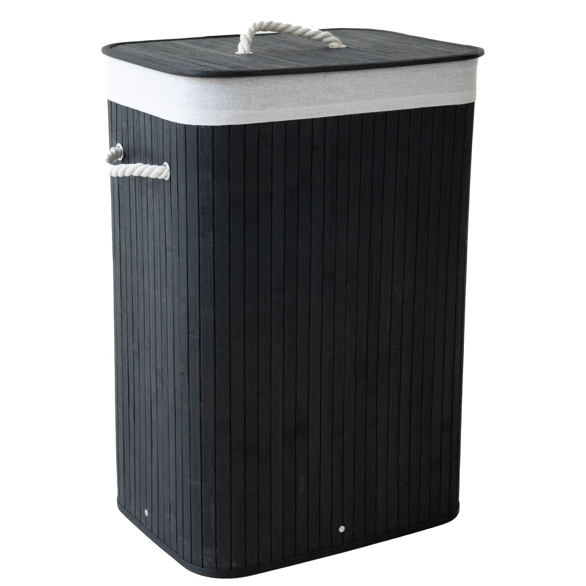 Creative Deco 75Lt Rectangular Bamboo Laundry Basket - Slate Grey