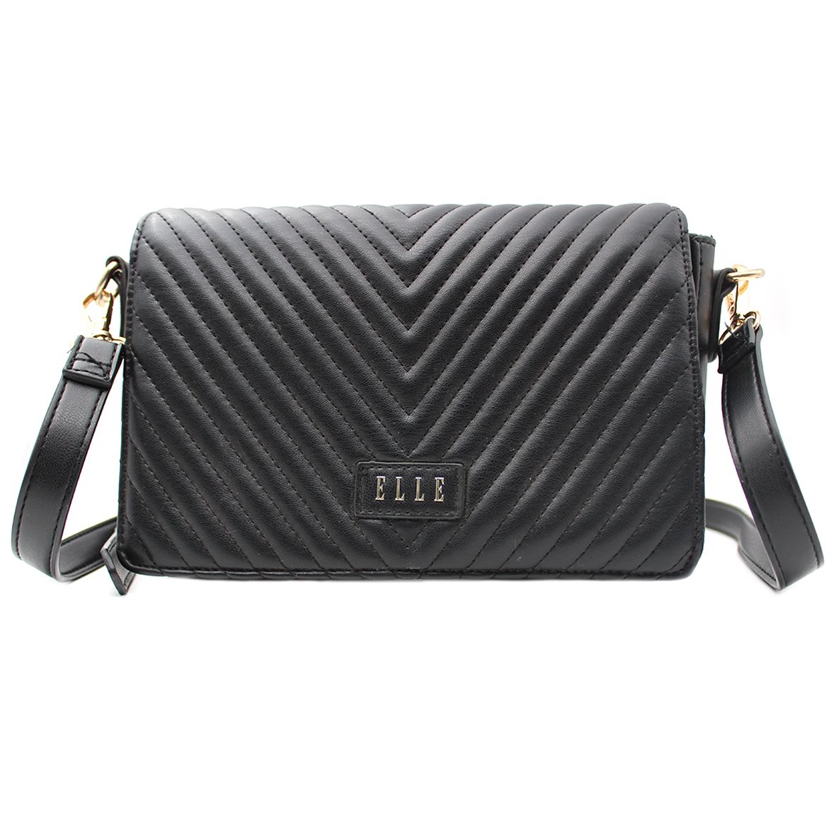 ELLE Crossbody Chevron Quilted Flap Closure Bag