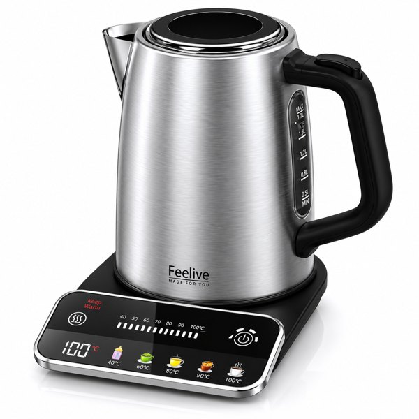 Feelive Smart Digital Stainless Steel Kettle 1.7L with Temperature Control