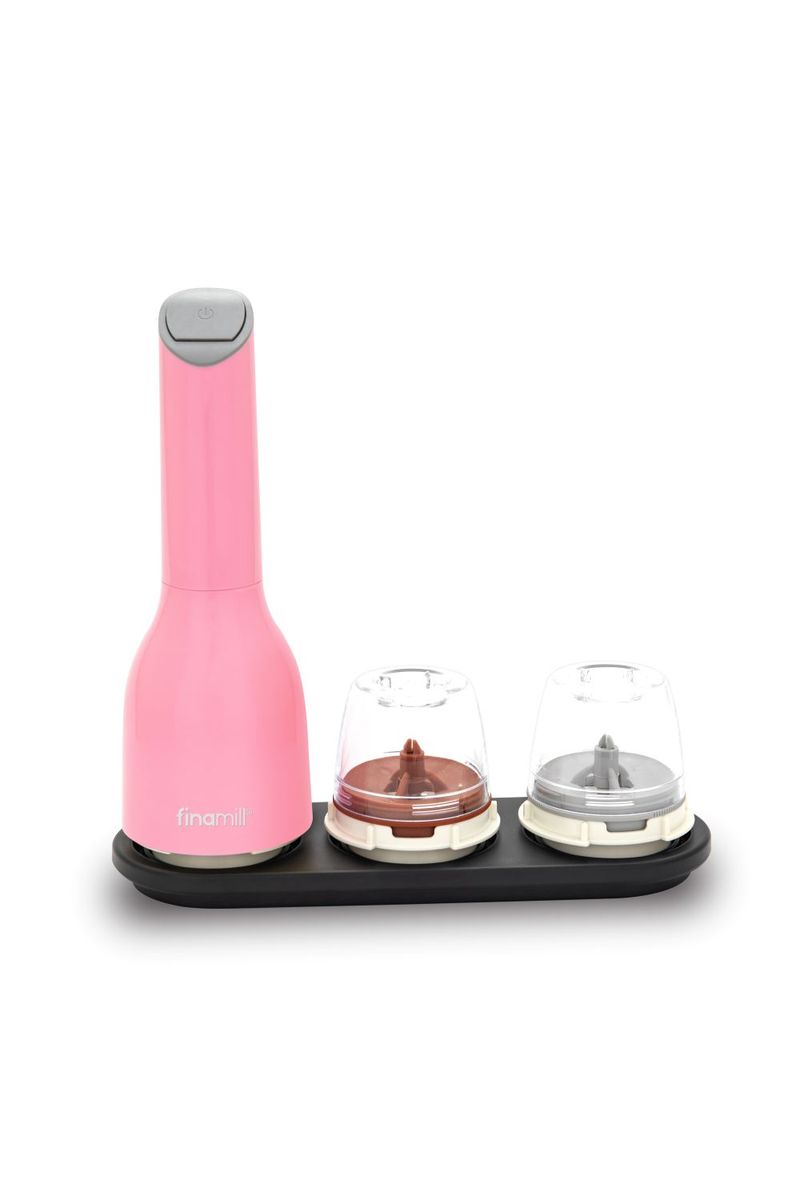FinaMill Electric Salt, Pepper & Herb Grinder with 2 interchangeable pods - Pink