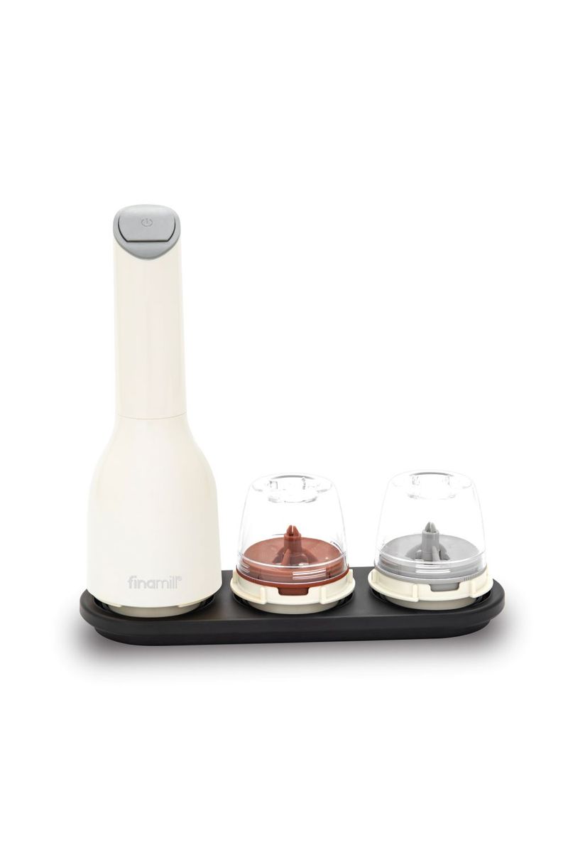 FinaMill Electric Salt, Pepper & Herb Grinder with 2 interchangeable pods - Soft Cream