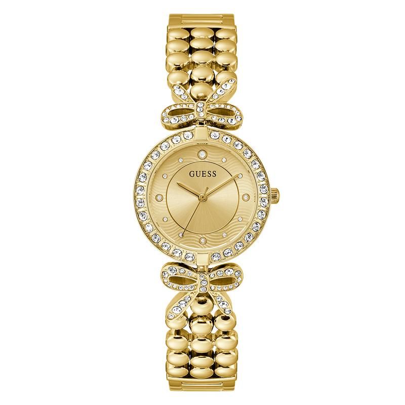 Guess Ladies Gold Tone Ribbon Analog Watch