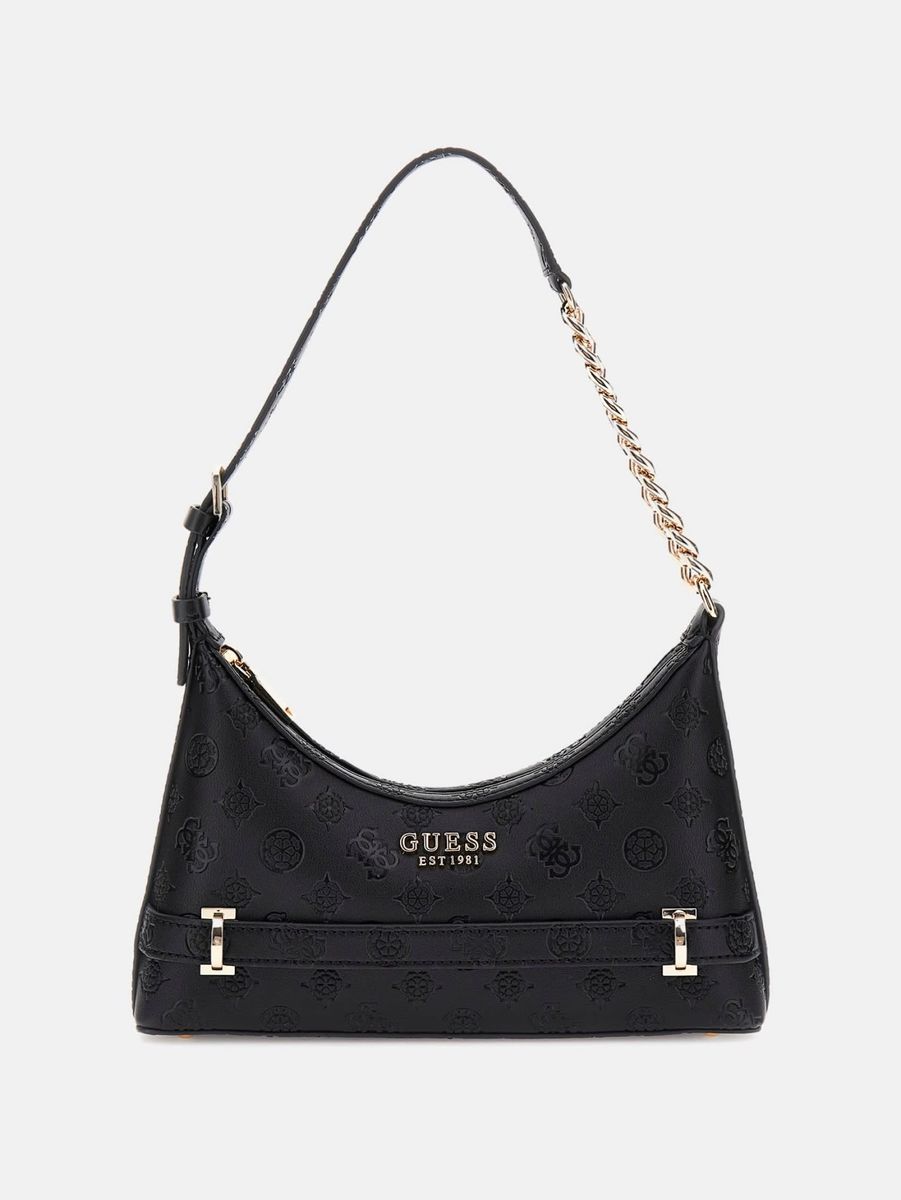 GUESS Zarela Top Zip Shoulder Bag - Black Logo