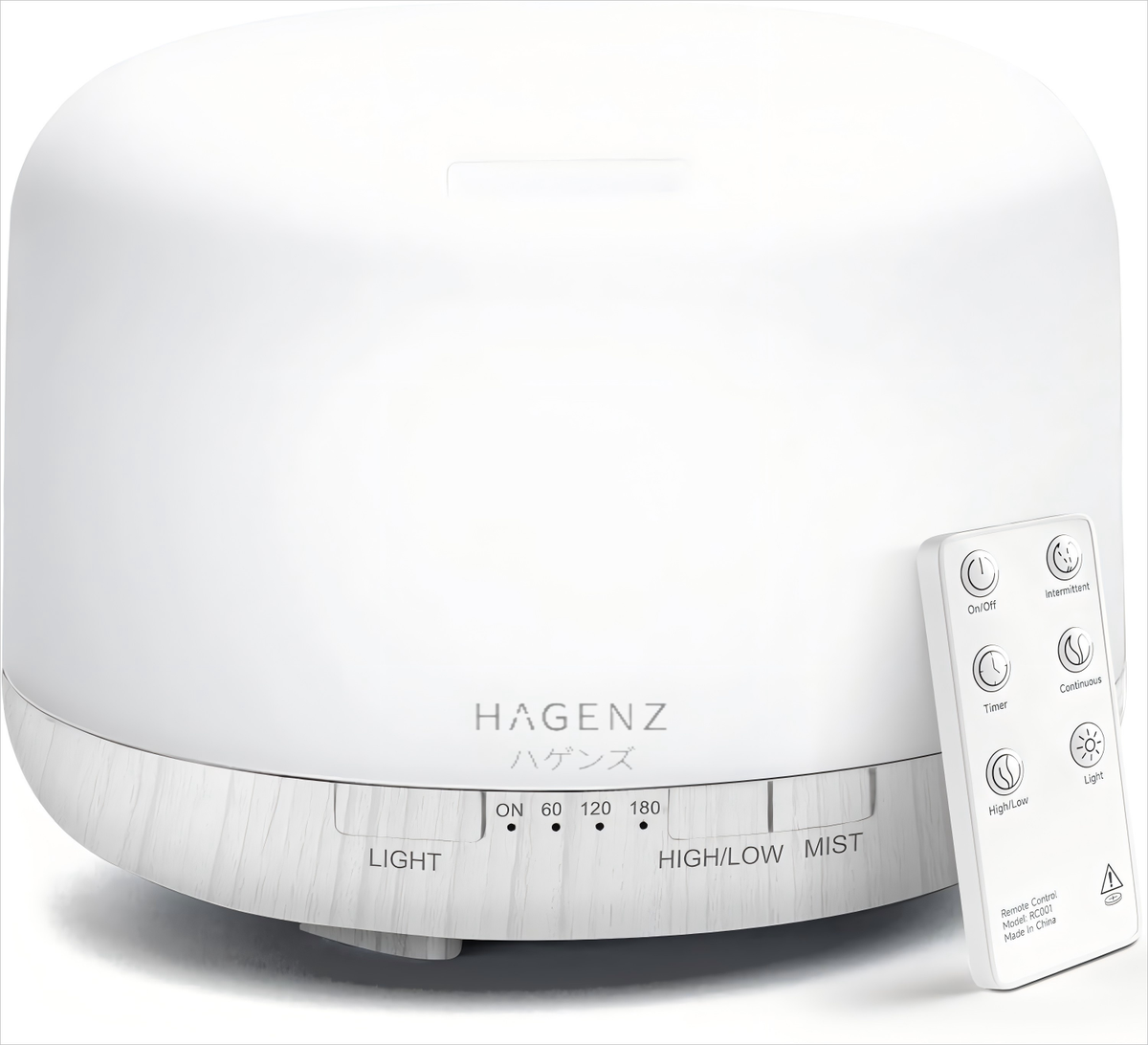HAGENZ 500ml Premium Essential Oil Diffuser with Remote Control - white wood