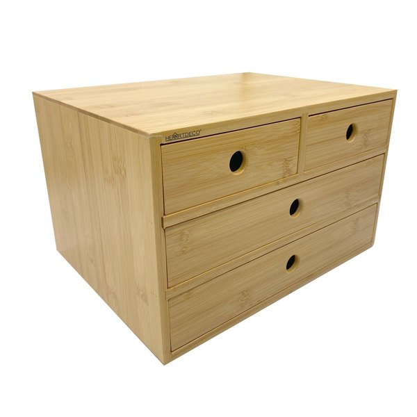 Heartdeco Bamboo Four-Drawer Desktop Storage Box