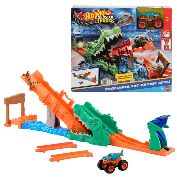 Hot Wheels Monster Trucks Crocodile Crash Challenge Playset