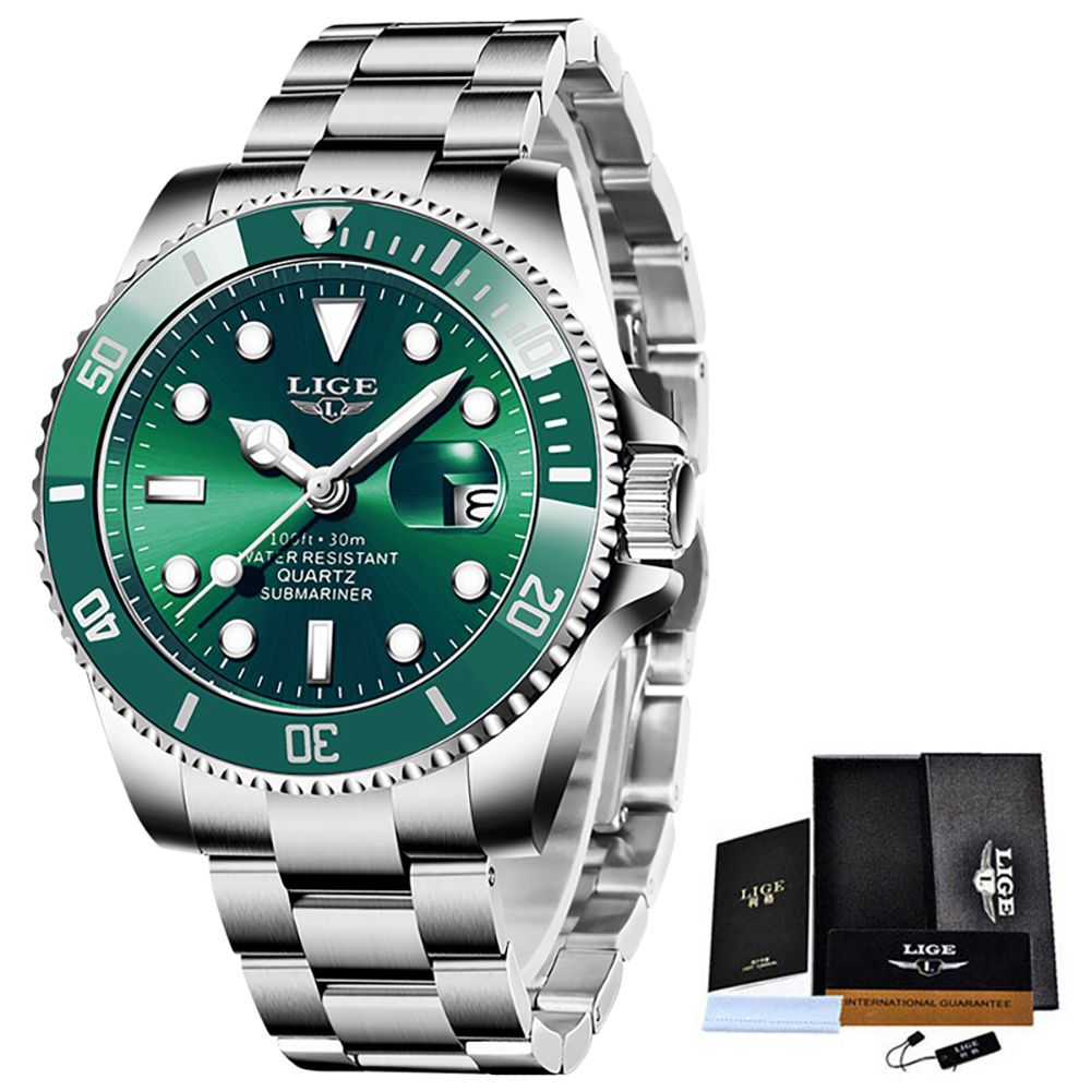 LIGE Luxury Men's Watch - Green