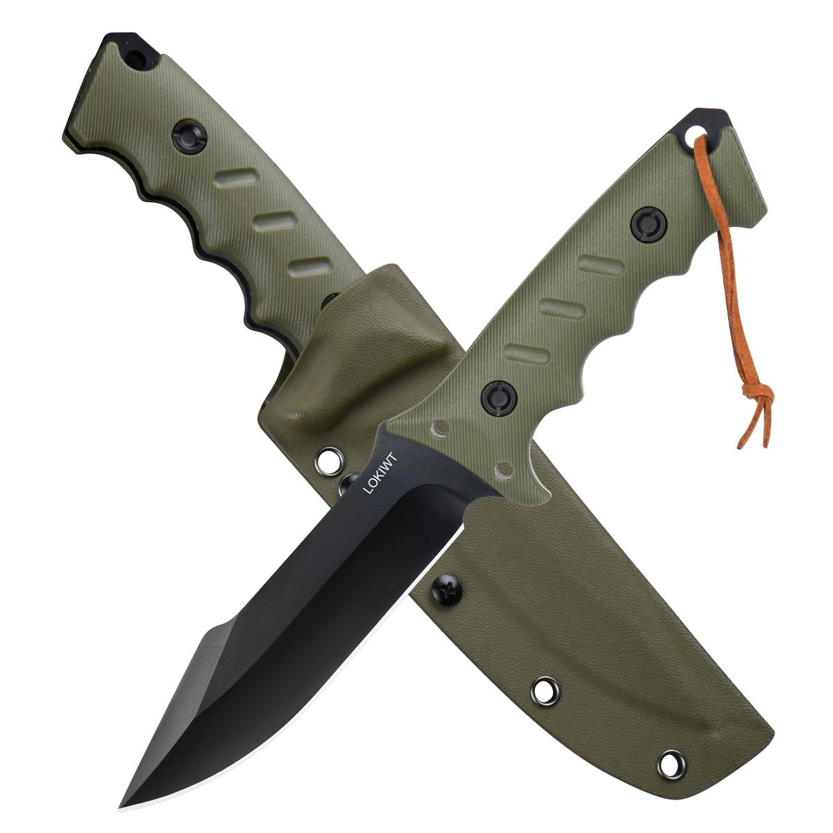 LOKIWT Fixed Blade Knife with Kydex Sheath Outdoor Camping Hunting Knife