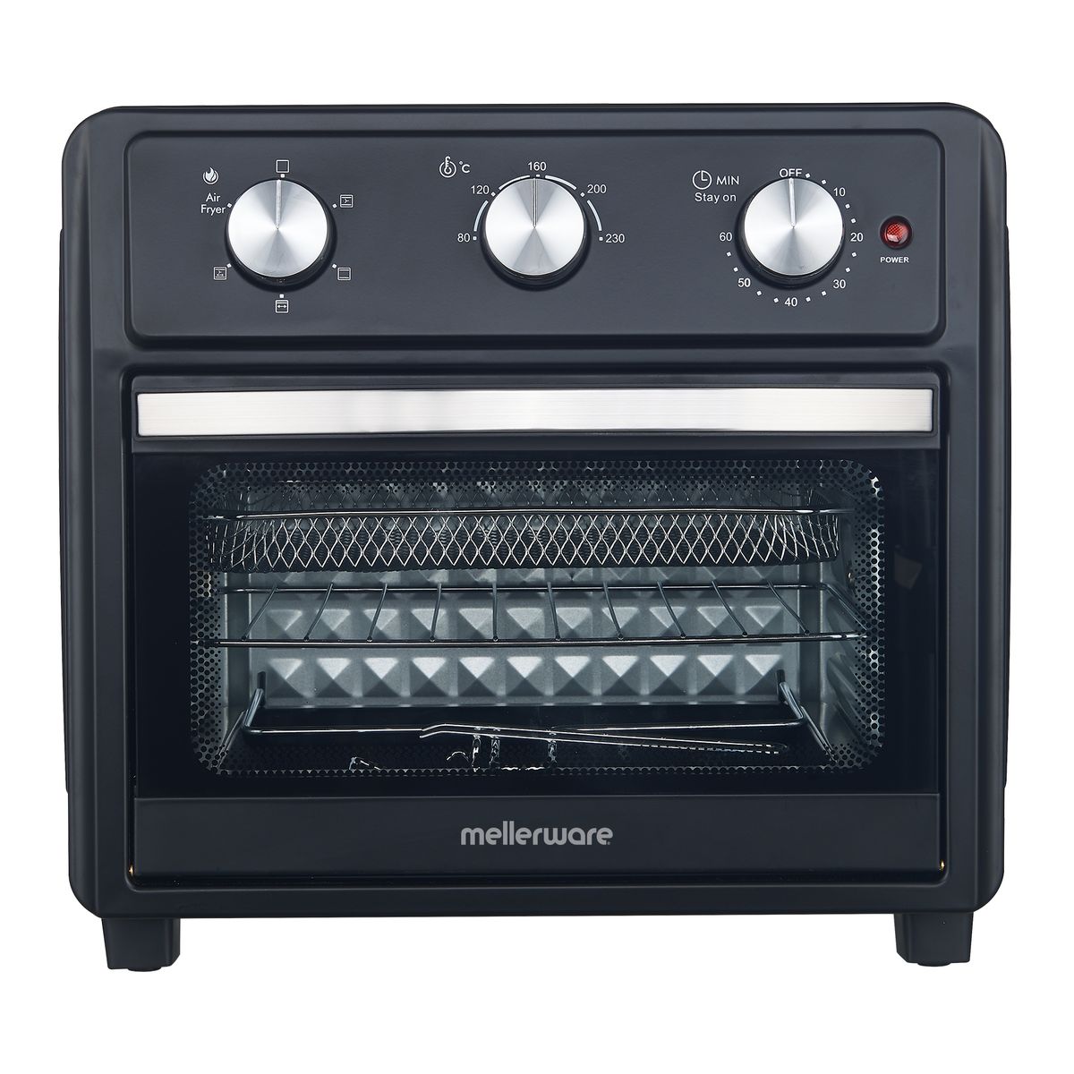 Mellerware Air Fryer Manual Operation Steel Black 23L 1700W "MaxiCrisp"