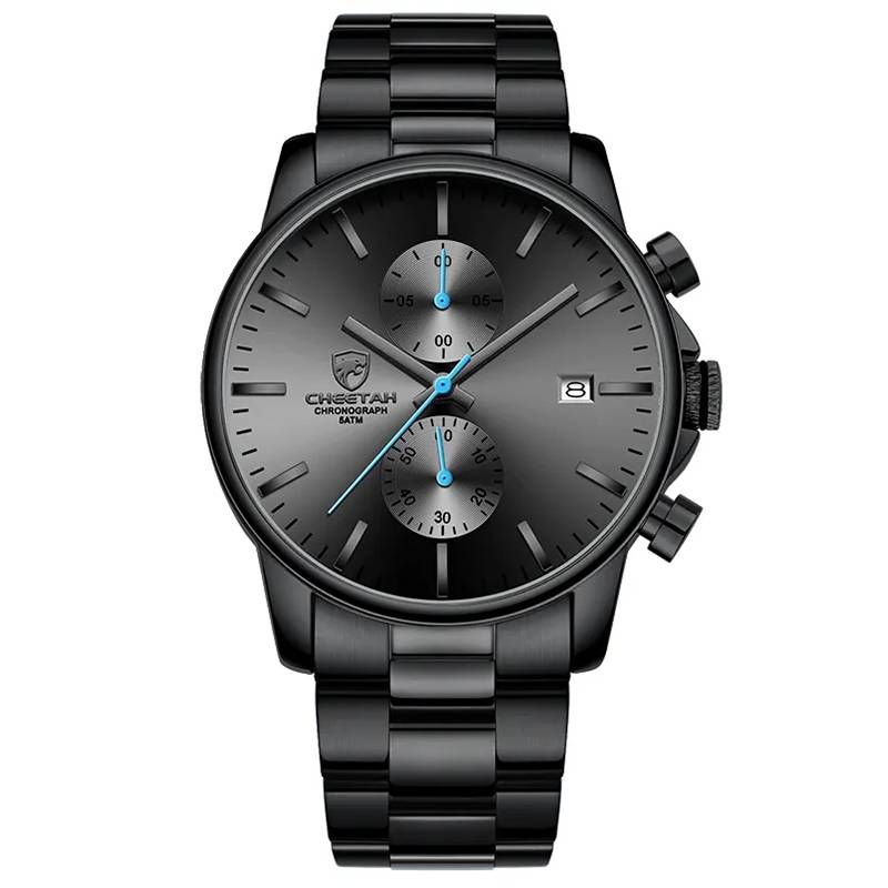 Men's Chronograph Watch Stainless Steel Quartz 3ATM Waterproof - Blue
