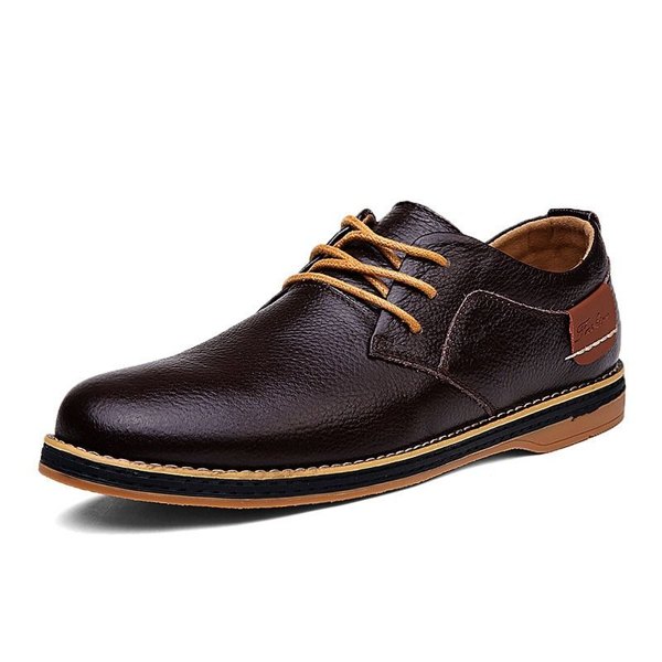 Men's Handmade Leather Lace-Up Derby Shoes - Formal Dress Shoes - Brown