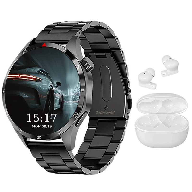 Men's Smart Watch Gift Set with Wireless Earbuds for Android & iPhone