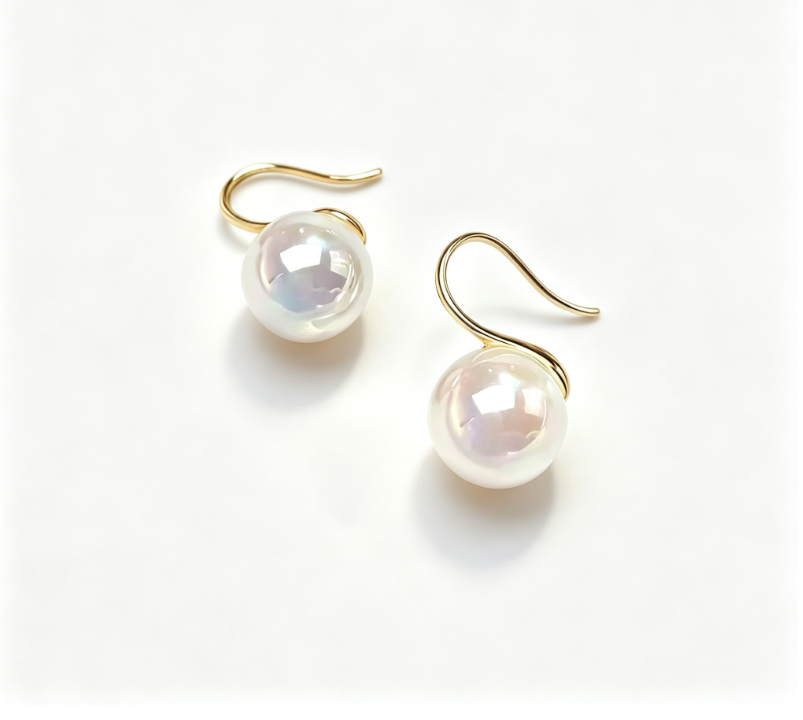 MUVINEA Saltwater Akoya Pearl Stud Earrings Women's Day Gift Gold White