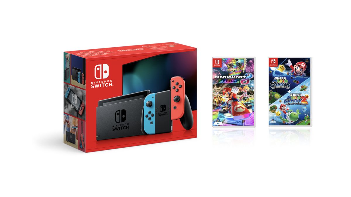 Nintendo Switch Console Mario Bundle (Mario Galaxy 1 & 2 + Mario Kart 8 Deluxe)