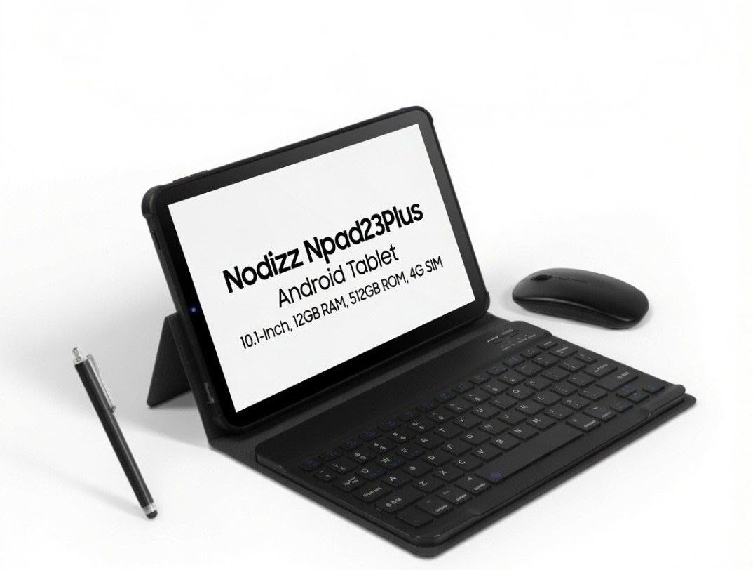 Nodizz Npad23Plus Android Tablet, 10.1-Inch, 12GB RAM, 512GB ROM,4G SIM