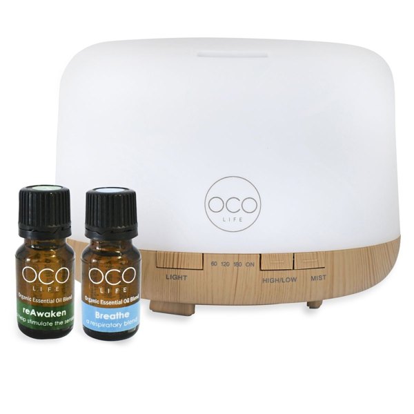 OCO Life 500ml Cool Mist Ultrasonic Aroma Diffuser with 2 Oil Blends