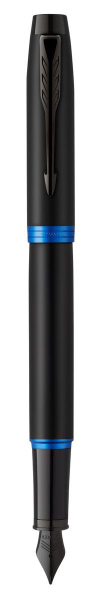 Parker IM Prof Fountain Pen Medium Nib Blue Ink - Marine Blue Black Trim