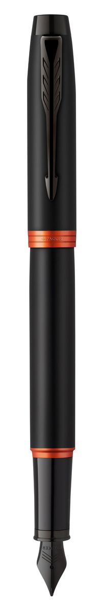 Parker IM Professional Fountain Pen Medium Blue Ink - Flame Orange BLK Trim