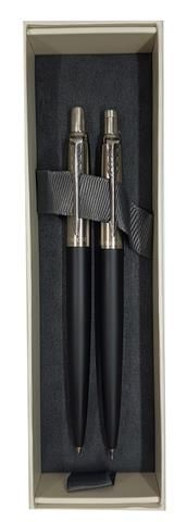 Parker Jotter Ballpoint Pen & Pencil Set - Bond Street Black Chrome Trim