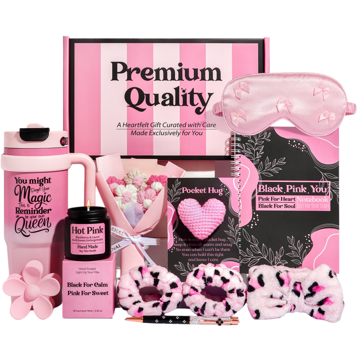 Relaxation Spa Gift Set Self-Care Bath Gift Birthday for Women Mom Friend - Pink