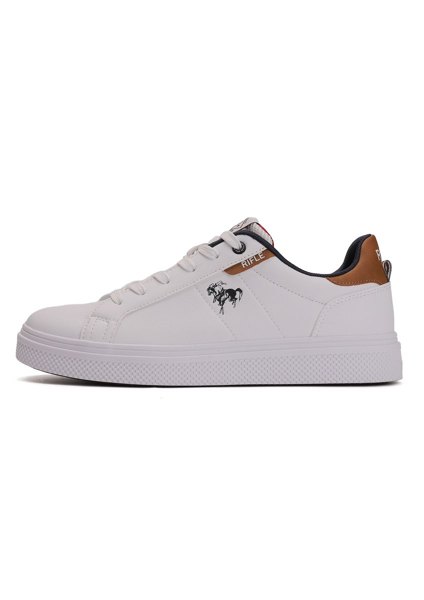 Rifle Jeans - Men's Court Sneakers in White and Tan