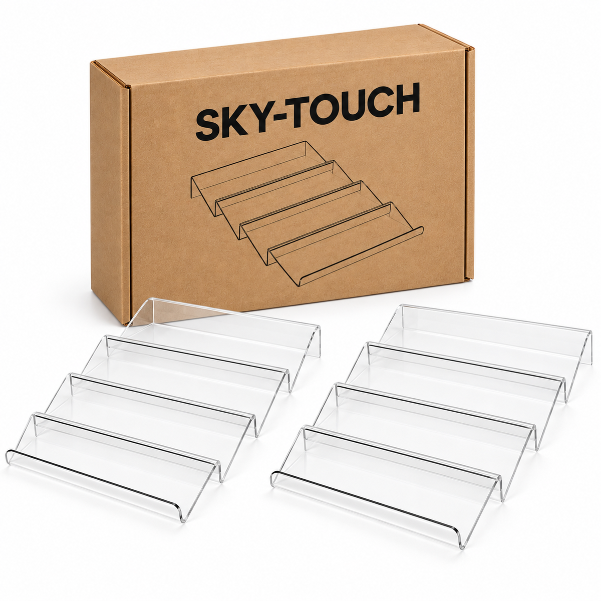 SKY-TOUCH 4-Tier Expandable Spice Drawer Rack, Clear, 2-Pack