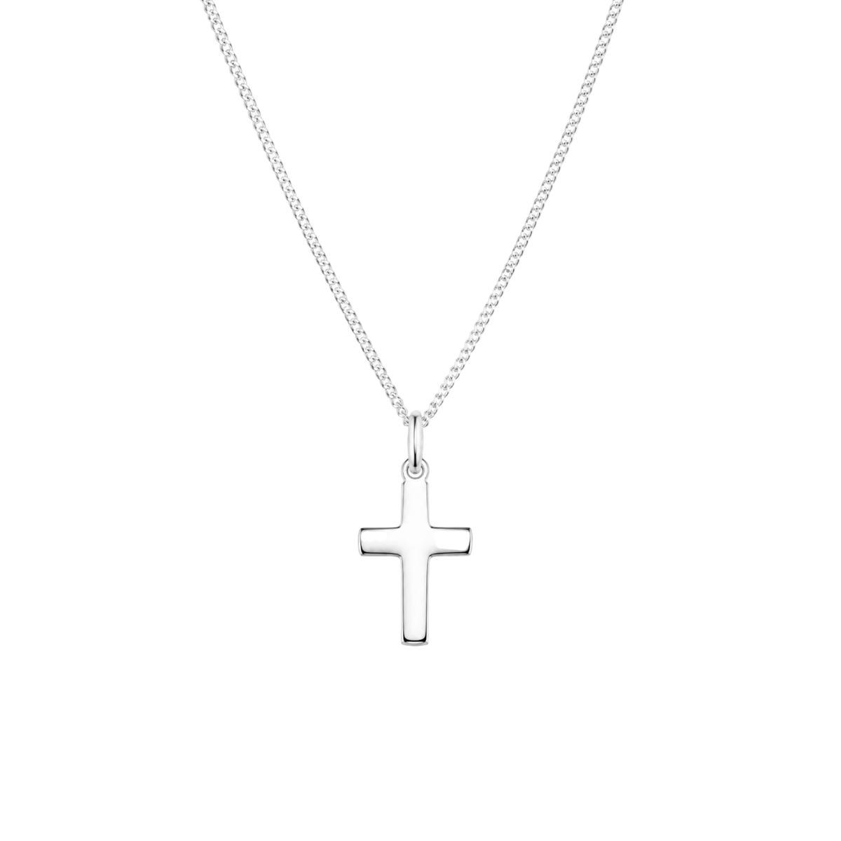 Small Plain Cross Pendant Necklace Sterling Silver 925
