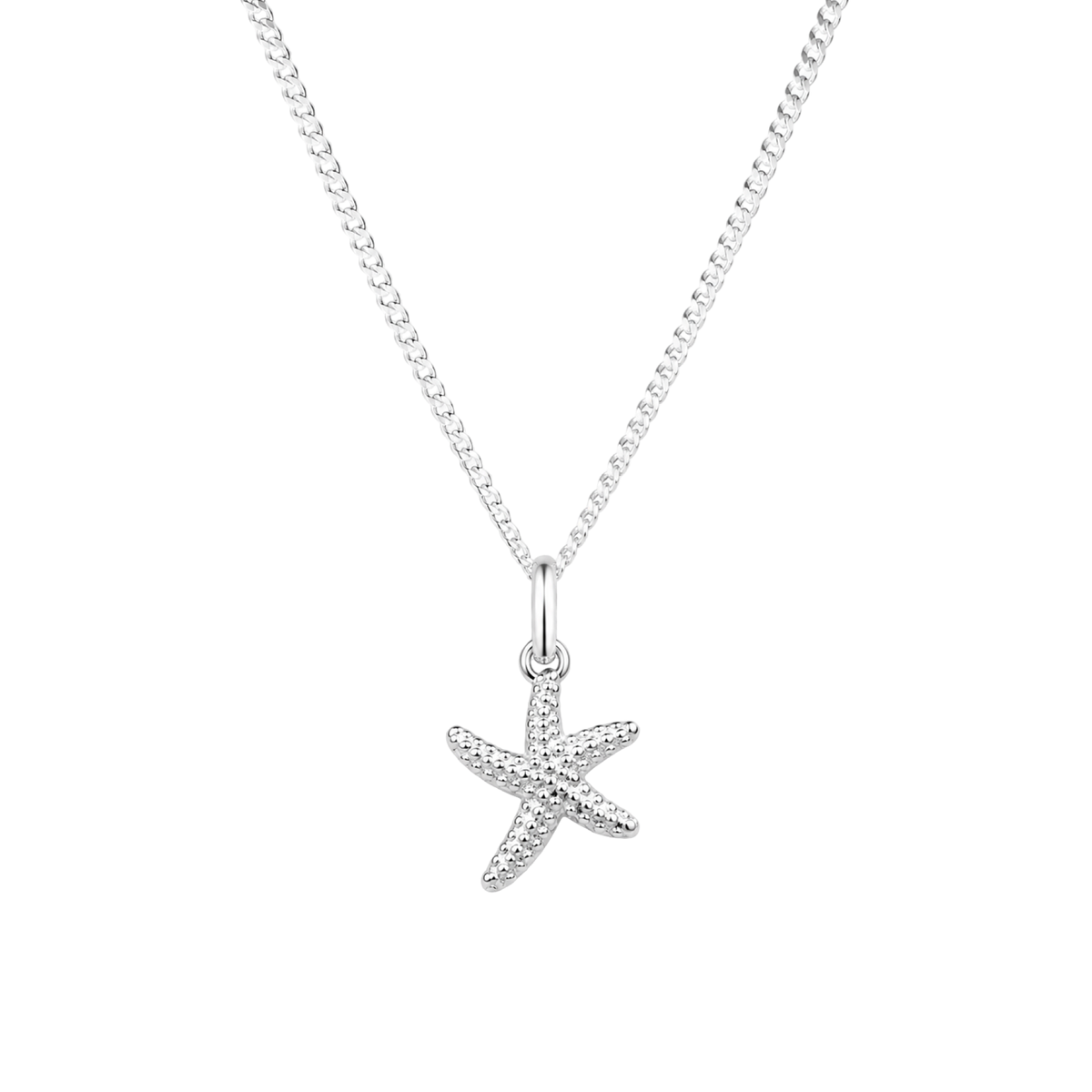 Small Starfish Pendant Necklace Sterling Silver 925