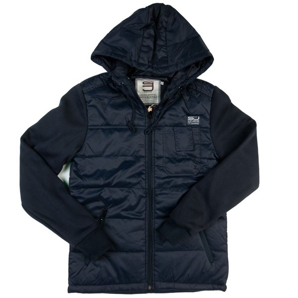 Smith and Jones - Men's Consten Zip Up Bomber Style Jacket with Hoodie - Navy