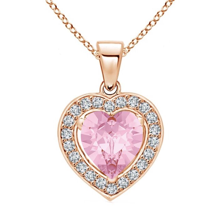 Stella Luna Heart Necklace with Swarovski Light Rose Crystal Rosegold