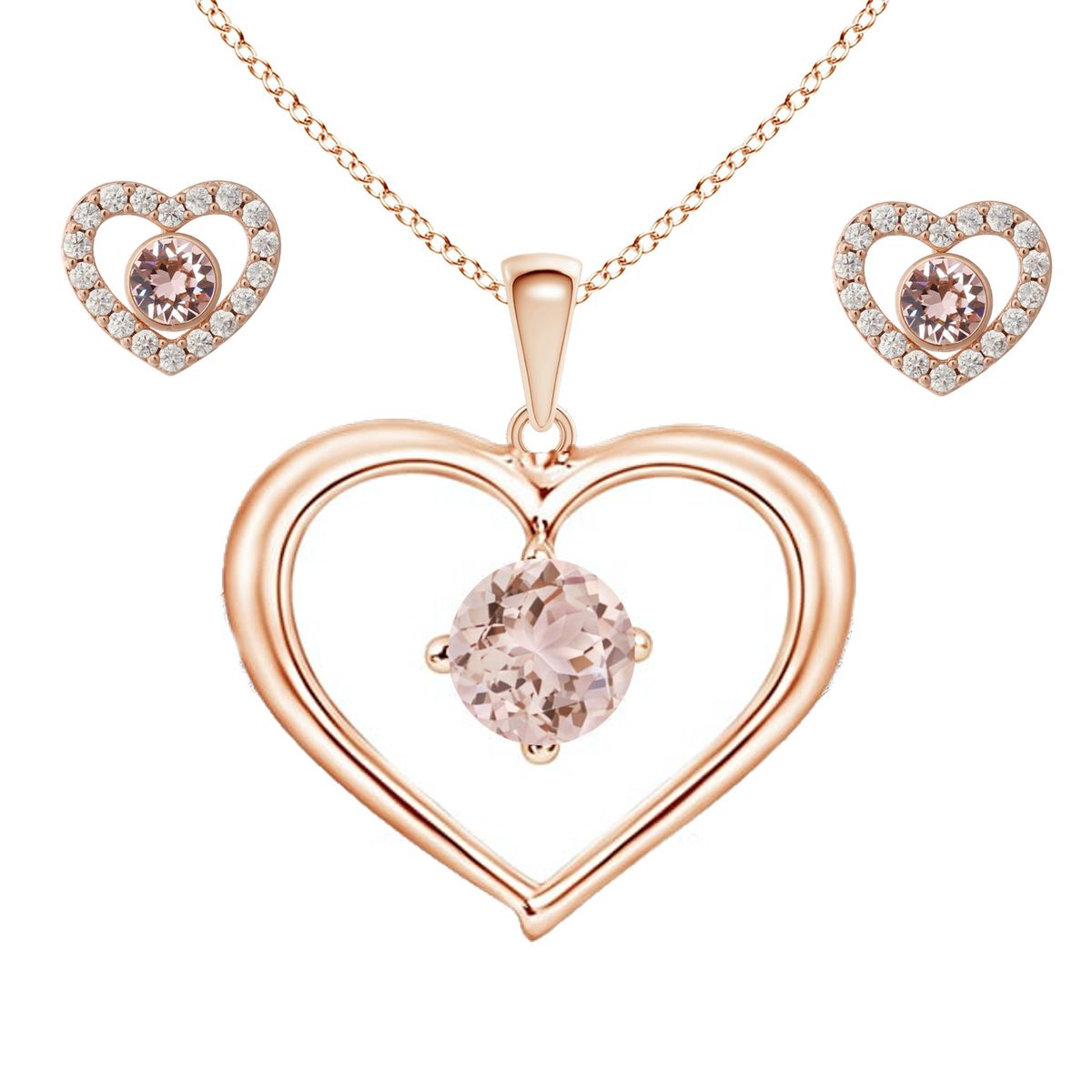 Stella Luna - Sweet Heart Earring and Necklace - Vintage Rose Crystal Rosegold