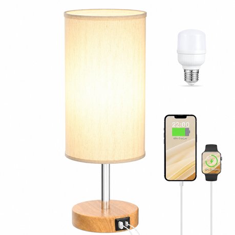 3-Way Dimmable Touch Bedside Lamp with USB Port