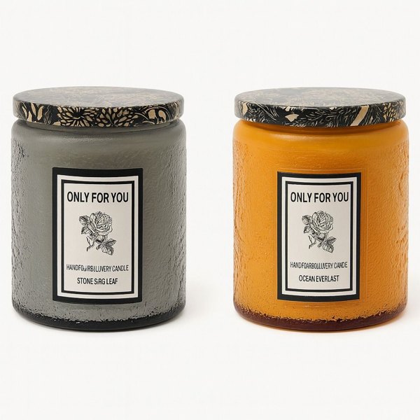 ZNZMART 2-Pack Luxury Scented Embossed Vintage Glass Candle Gift Set